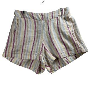 GAP Womens M Linen Blend Rainbow Shorts Slip On Elastic Waist 4 Pockets Vacation